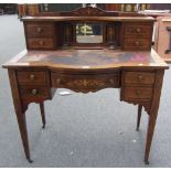 A late Victorian marquetry inlaid writing desk,