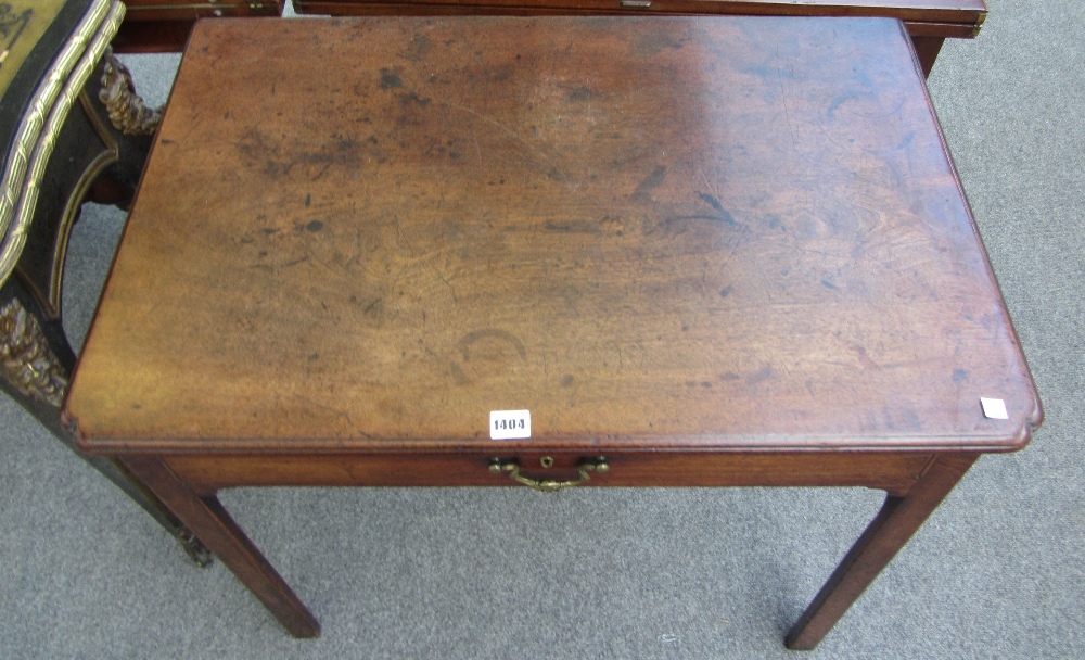 A mid 18th century mahogany side table with single frieze drawer, on canted square supports, - Image 2 of 2