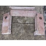 A 19th century French pink marble fire surround, 125cm wide x 100cm high,