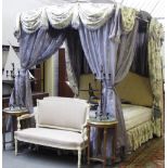 A 20th century hardwood four poster bed,