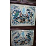 A pair of late 19th century reverse painted and foil pictures on glass, depicting birds,