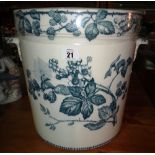 A Victorian white glazed ceramic chamber pot and a painted jardiniere stand.