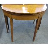 A George III marquetry inlaid satinwood card table, on tapering square supports, 91cm wide.