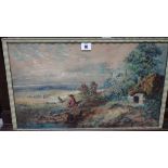 Ernest Griset, Shepherd and flock in a landscape, watercolour, signed.