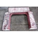 A 19th century French pink marble fire surround, 130cm wide x 110cm high,