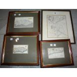 Four Sussex framed maps.