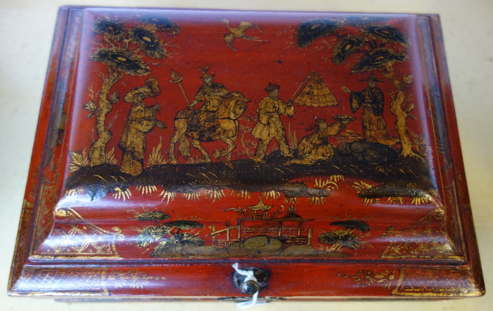 A French Japanned wig box, early 19th century, - Image 2 of 6