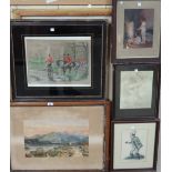 A group of seven 19th and 20th century watercolours and prints,