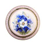 A lady's European silver and enamelled circular powder compact,