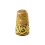 A Victorian two colour gold thimble,