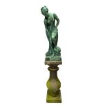 After Allegrain, a patinated bronze figure of bathing Venus 85cm high,