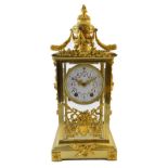 A French four glass mantel clock, late 19th/early 20th century,