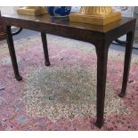 A 19th century Chinese hardwood rectangular altar table on block supports and splayed feet,