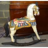 A painted child's rocking horse.