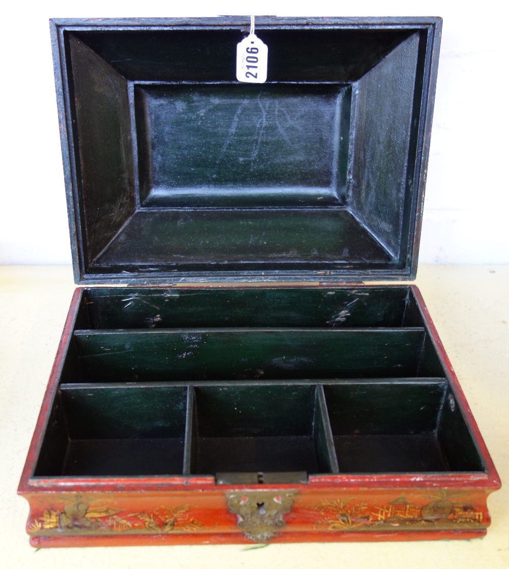 A French Japanned wig box, early 19th century, - Image 3 of 6