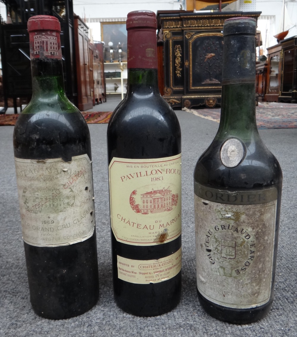 One bottle of Chateau Margaux 1969 claret, and nine other clarets, comprising; Pavillion Rouge 1983,
