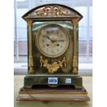 A French brass cased mantel clock, late 19th century,