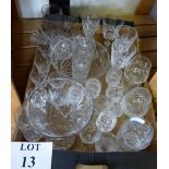 A quantity of crystal drinking glasses a