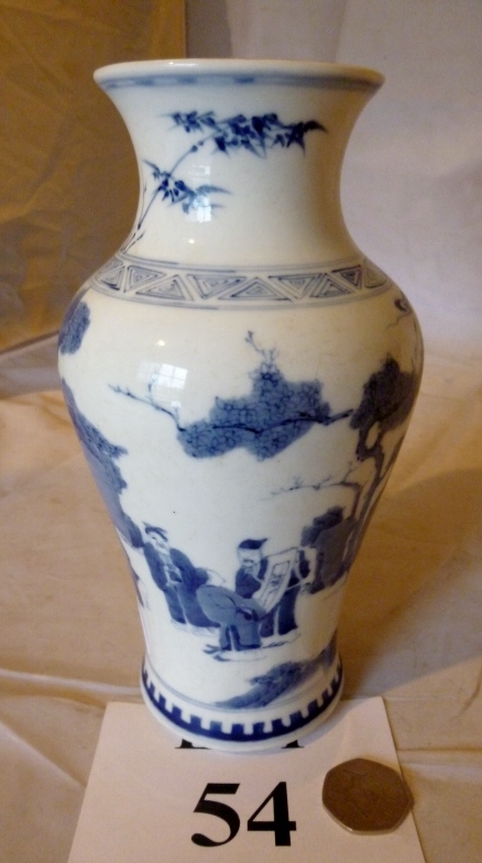 A Chinese blue and white baluster vase d