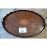 An inlaid Edwardian oval tray est: £50-£