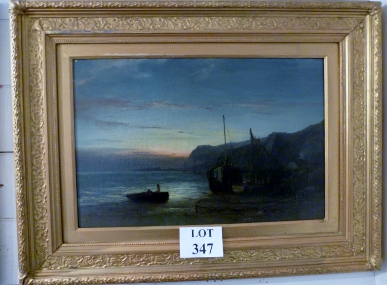 A 19c oil on canvas Cornish beach scene