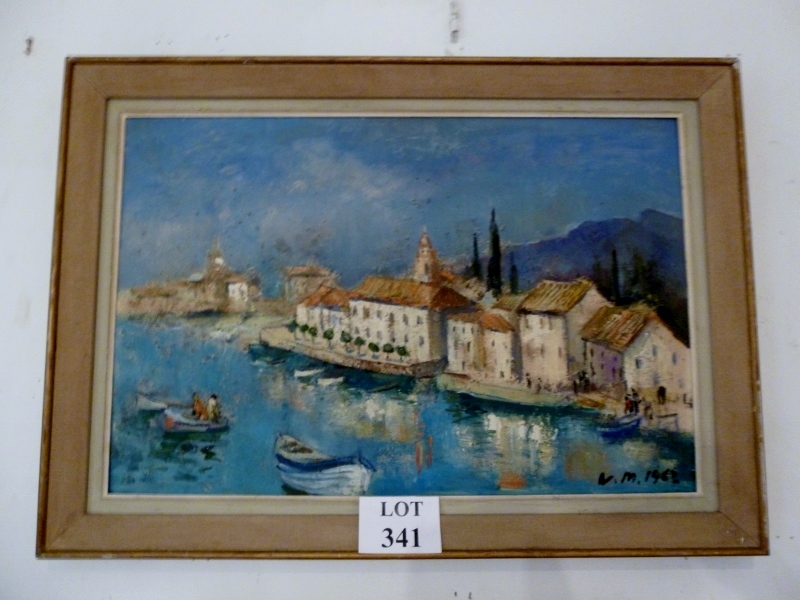 A mid 20c framed oil on board continenta