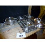 Four silver plated tureens and a bowl st