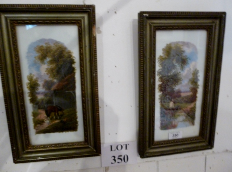 A pair of oils on porcelain English land