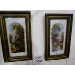 A pair of oils on porcelain English land