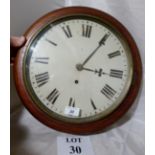 A mahogany cased wall clock with painted