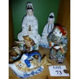 Five decorative Oriental ceramic figurin