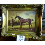 A gilt framed oleograph study of horse a