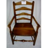 A 19c elm country ladder back chair est: