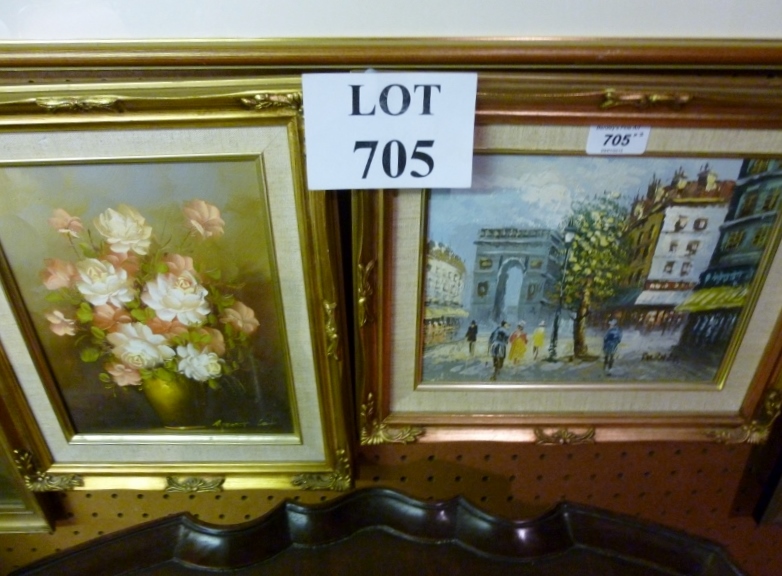 Two gilt framed oil on canvas studies a