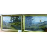 A pair of framed oil on board studies of