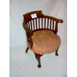 A c1900 pale mahogany desk chair of desi