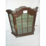 A 19c Dutch oak wall display cabinet wit