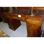 A 19c flame mahogany pedestal sideboard