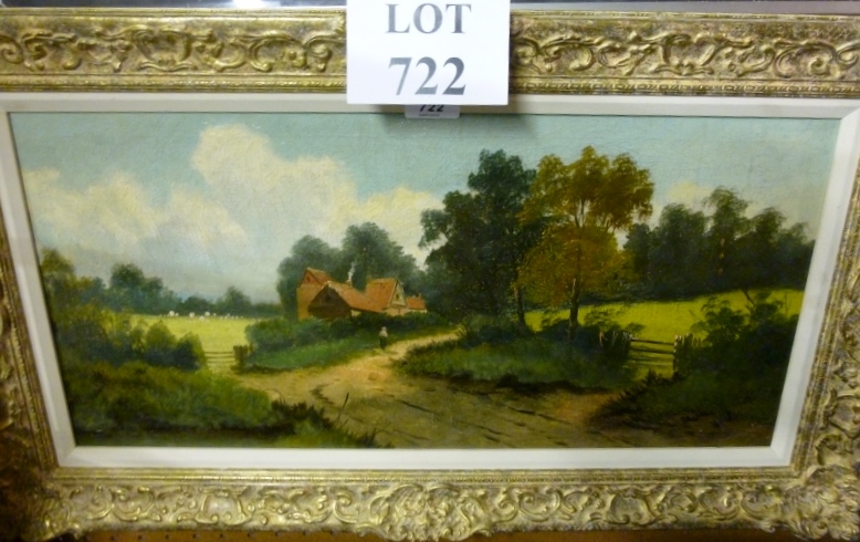 A late 19c oil on canvas lane scene est: