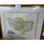 A large framed and glazed map of Kent es