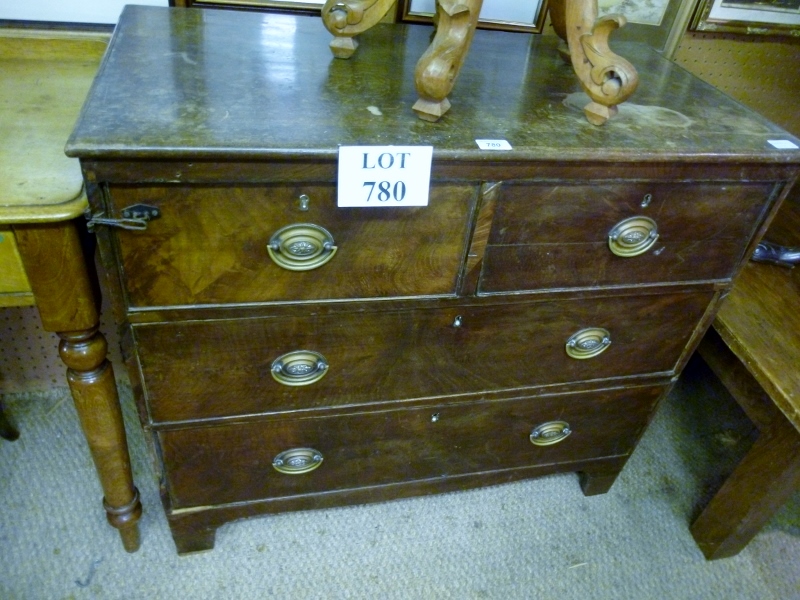 A 19c mahogany chest of two short over t