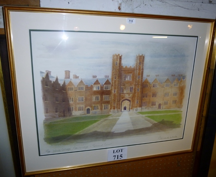 A large framed and glazed watercolour st