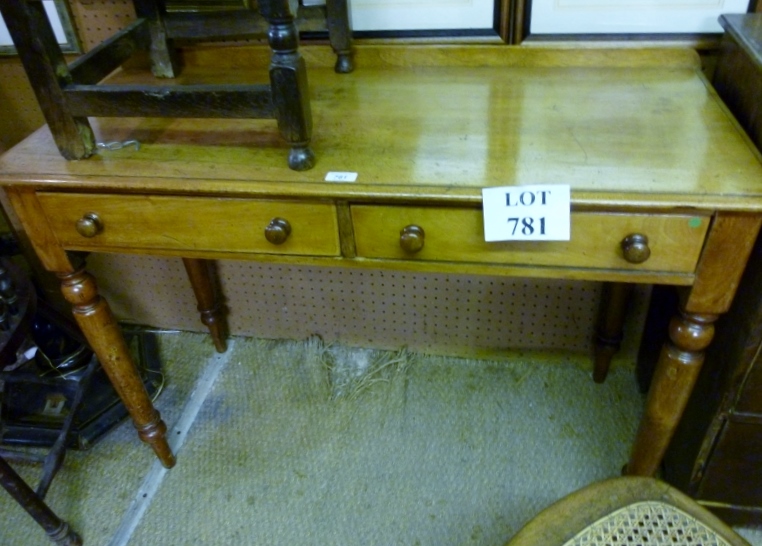 A Victorian satinwood two drawers side t