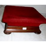 A 19c mahogany upholstered foot stool (f