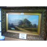 A 19c framed oil on board country cottag