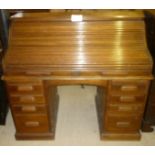 A c190 oak 'S' type tambour writing desk