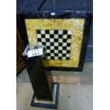 A 20c marble segment table with chess bo