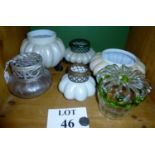 A collection of six glass posy holders e