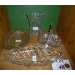 Four pieces of good quality glass, vase,