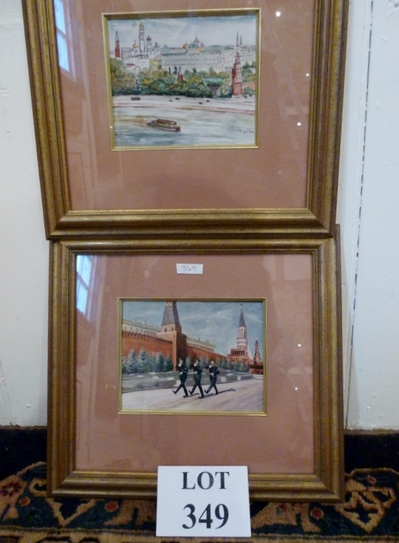 Two framed and glazed watercolour Guards
